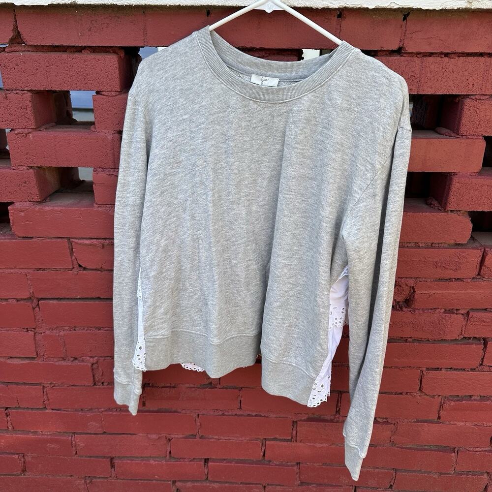 NWT JOIE Devra Sweatshirt Womens Size Medium Eyelet Lace Back Gray Pullover
